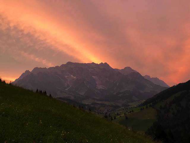 Grünegg Alm Aussicht im Sommer