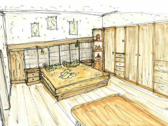 Grünegg Chalet Schlafzimmer Zeichnung