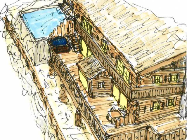Grünegg Alm Chalet Zeichnung 